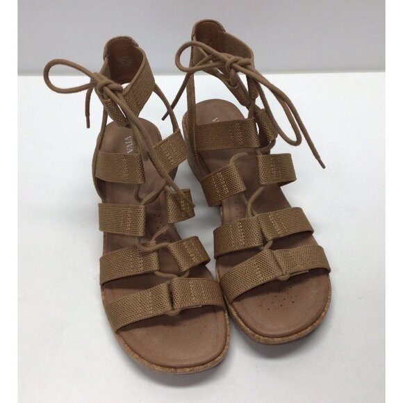 Vivaia Heidi Wedge Sandals Shoes Almond Toe Size 42 US 10.5 Cork Heels - Picture 1 of 11